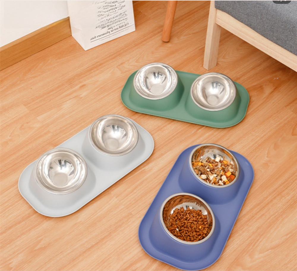 Pet Double Bowls Stainless Steel Inclined Orthopedic